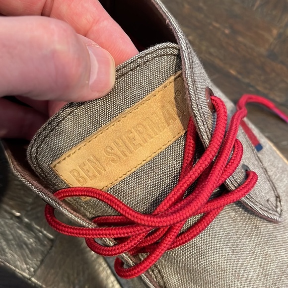 Ben Sherman - cool tan/grey lace-ups with red laces - lightly worn - Picture 6 of 12